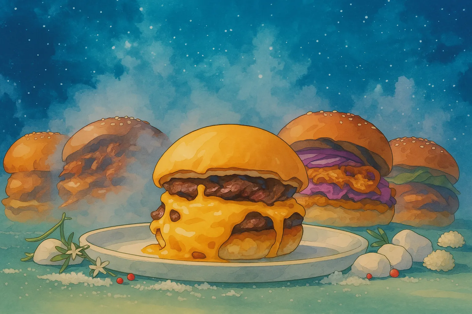 Petry Urban Grill Galaxy burgers transformat în stilul Studio Ghibli Imagine în stil Studio Ghibli generată cu ChatGPT